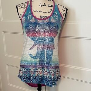 No Boundaries Colorful Elephant Print Women's Tank Top